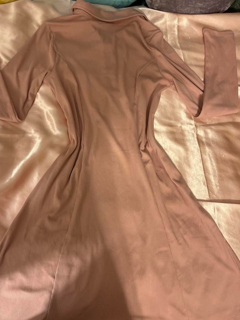 No Boundaries Long-Sleeve Polo Swing Dress in Dusty Rose - Picture 2 of 3